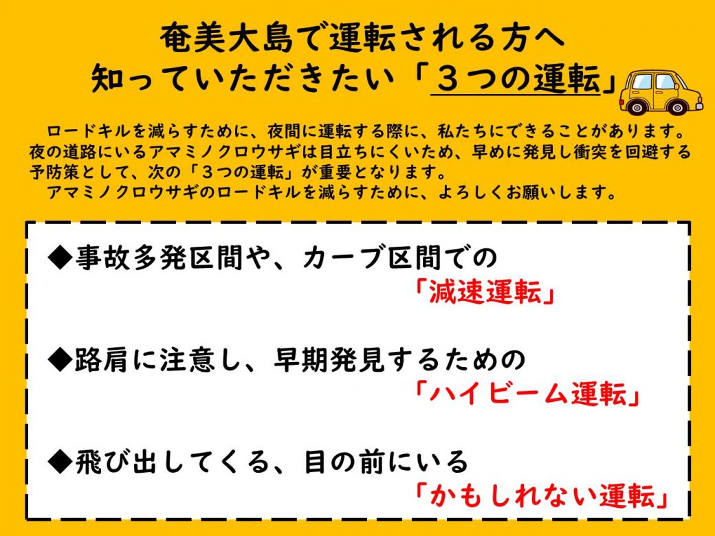 奄美のいきものを守る3つの運転