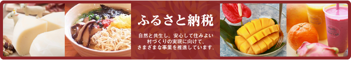 ふるさと納税　自然と共生し、安心して住みよい村づくりの実現に向けて、さまざまな事業を推進しています。